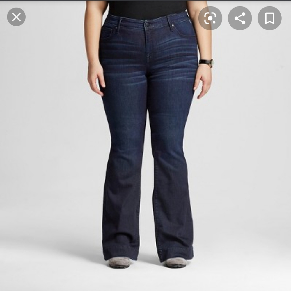 Ava & Viv Dark Wash Mid Rise Flare Jeans 16W